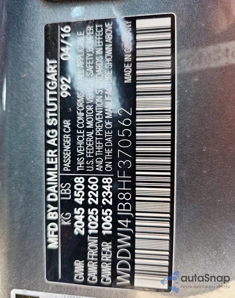 2017 Mercedes-Benz C 300 из США, поврежденный, VIN WDDWJ4JB8HF370562